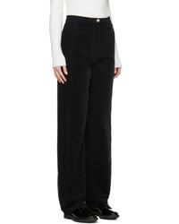 Lemaire Navy High Rise Corduroy Trousers