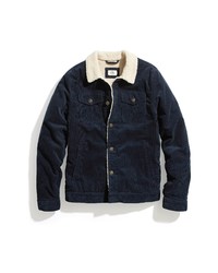 Marine Layer Boise Corduroy Faux Shearling Trucker Jacket In Sky Captain At Nordstrom