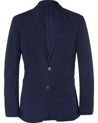 Hardy Amies Navy Slim Fit Unstructured Stretch Cotton Jacket