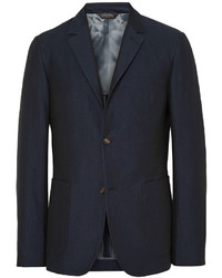 Calvin Klein Collection Navy Thompson Slim Fit Cotton And Silk Blend Blazer