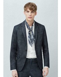 Mango Outlet Slim Fit Chambray Suit Blazer