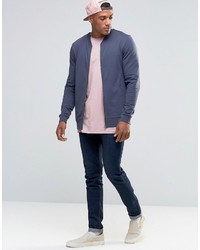 Asos Muscle Jersey Bomber Jacket With Contrast Back
