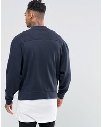 Asos Oversized Jersey Bomber Jacket With Patch Pockets