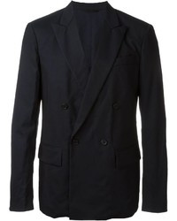Navy Cotton Double Breasted Blazer