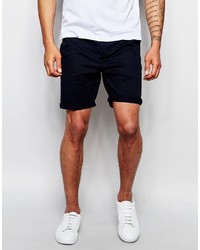 Asos Brand Skinny Shorts In Navy