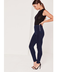 Missguided High Waisted Jeggings Blue
