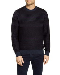 BOSS Arkamoro Stripe Cotton Blend Crewneck Sweater