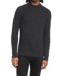 Selected Homme Atlas High Neck Waffle Knit Sweater In Navy Blazer At Nordstrom