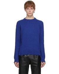 Saint Laurent Blue Cotton Distressed Sweater