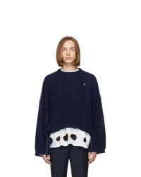 Raf Simons Blue Cropped Sweater
