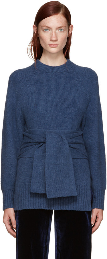 3.1 Phillip Lim Blue Obi Belt Sweater, $475 | SSENSE | Lookastic