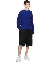 AMI Alexandre Mattiussi Blue Virgin Wool Rib Boxy Sweater