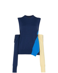 Calvin Klein 205W39nyc Blue Wool Cold Shoulder Jumper