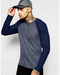 Asos Brand Waffle Jersey Muscle Long Sleeve T Shirt With Contrast Raglan