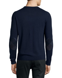 Burberry Brit Drewett Sweater With Elbow Patches Navy