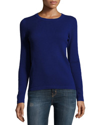 Neiman Marcus Cashmere Basic Pullover Sweater Medium Blue