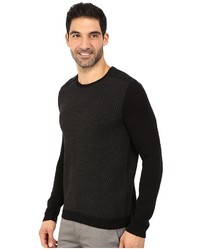 Calvin Klein Cotton Modal Plaited Rib Shoulder And Jacquard Crew Sweater