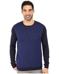 Calvin Klein Cotton Modal Plaited Rib Shoulder And Jacquard Crew Sweater