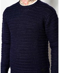 Lee Crew Knit Sweater Chunky Textured