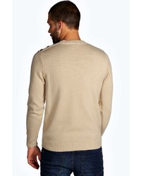 Boohoo Crew Neck Jumper With Button Detail