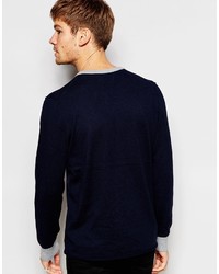Esprit Crew Neck Sweater With Contrast Rib In Cotton Cashmere
