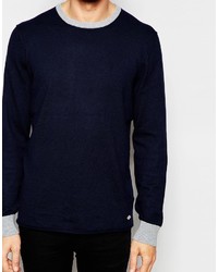 Esprit Crew Neck Sweater With Contrast Rib In Cotton Cashmere