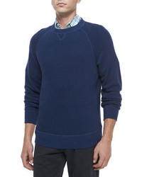 Billy Reid Fisher Crewneck Wool Sweater Navy