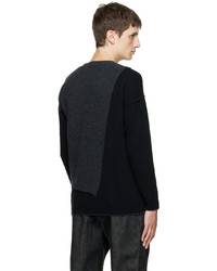 Isabel Benenato Gray Black Paneled Sweater