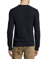 Theory Hilber Cotton Rib Crewneck Sweater Navy