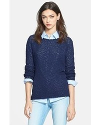 Hinge Textured Cotton Pullover Navy Dusk Small
