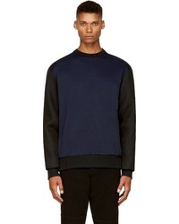 Juunj Navy Black Ribbed Colorblock Sweatshirt