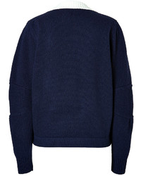 J.W.Anderson Jw Anderson Boiled Wool Boat Neck Pullover Navy