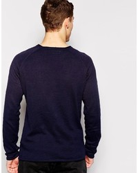 Solid Lightweight Raw Edge Knitted Sweater In Slim Fit