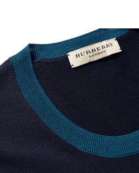 Burberry London Contrast Trimmed Silk And Cotton Blend Sweater