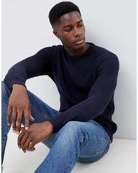 ASOS DESIGN Midweight Ribbed Jumper In Navy