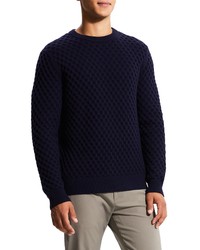 Theory Milton Textured Crewneck Wool Cashmere Sweater In Baltic At Nordstrom