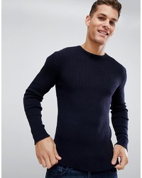 French Connection Muscle Fit Crew Neck Rib Jumper