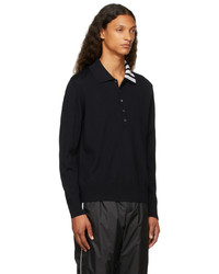 Thom Browne Navy 4 Bar Button Up Sweater