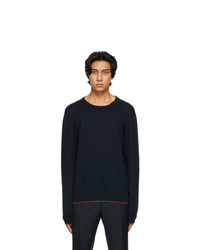 Maison Margiela Navy And Brown Elbow Patch Sweater
