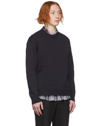 Auralee Navy Cord Plating Knit Sweater