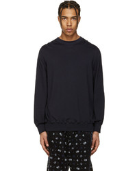 Sacai Navy Cotton And Cashmere Pullover