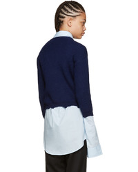Raf Simons Navy Destroyed Y Sweater