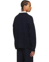 Palm Angels Navy Fleecy Sweater