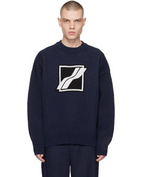 We11done Navy Jacquard Sweater