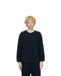 Homme Plissé Issey Miyake Navy Knit Rustic Sweater