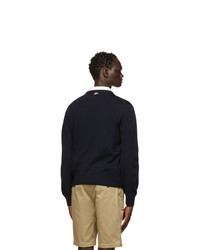 Thom Browne Navy Merino Relaxed Fit Sweater