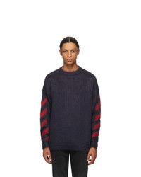 Off-White Navy Mohair Diag Sweater