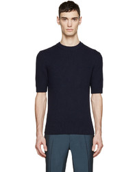 Carven Navy Ribbed Crewneck Sweater