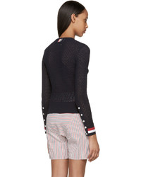 Thom Browne Navy Ripple Stitch Sweater