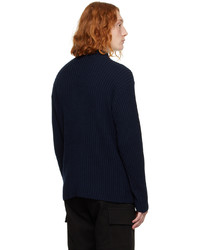 Giorgio Armani Navy Rubber Patch Sweater